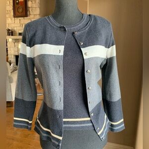 Laurie B.‎ Shades of Gray Striped Cardigan Set